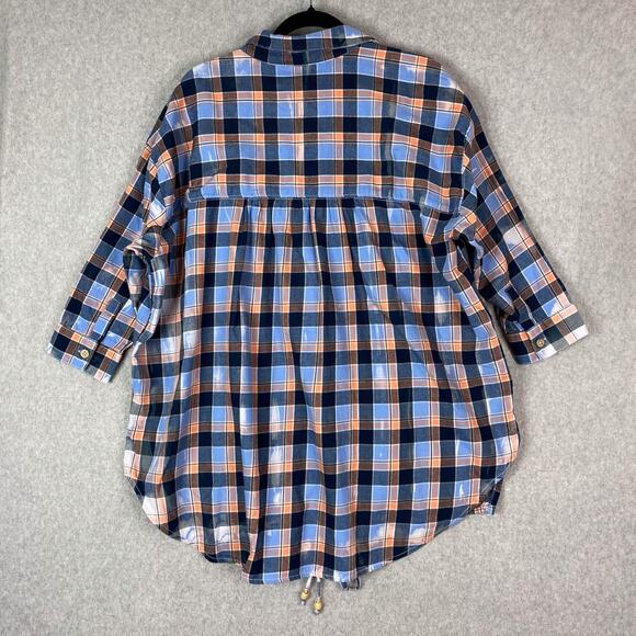 Anthropologie Pilcro Womens L Plaid Henley Tunic 3/4 Sleeve Oversized - Picture 4 of 6